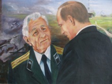 В.Путин поздравляет Героя России П.Сюткина