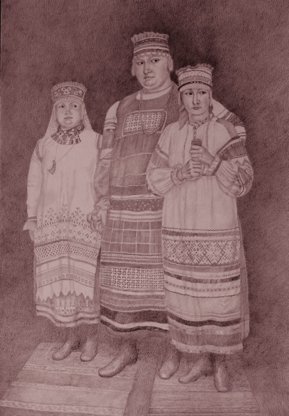Девушки в костюмах Калужской губернии